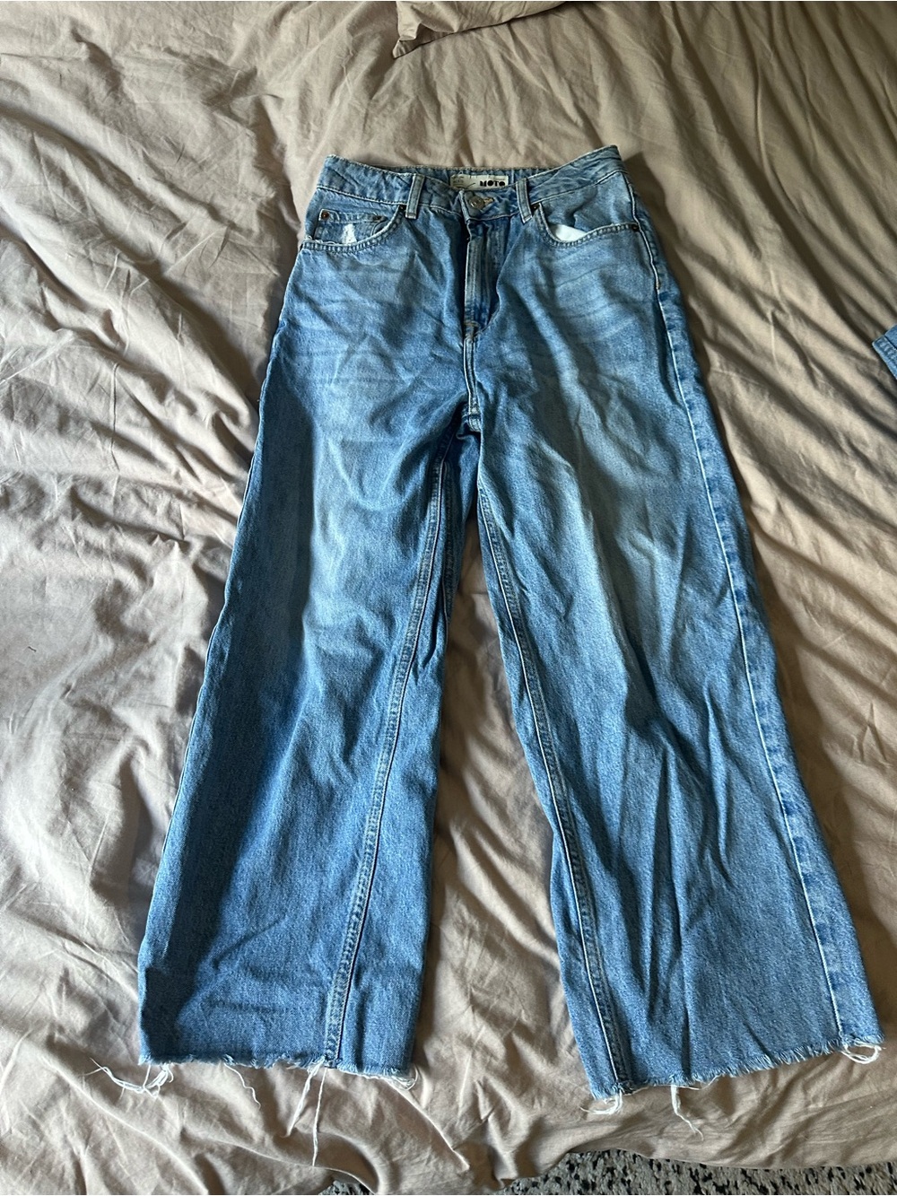 Topshop Light Wash Wide-Leg Flared Jeans